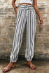Black Stripe Boho Striped Print Casual Pants - Getyourglamon 